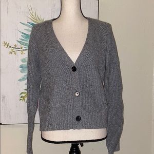 Ann Taylor medium ribbed gray cardigan